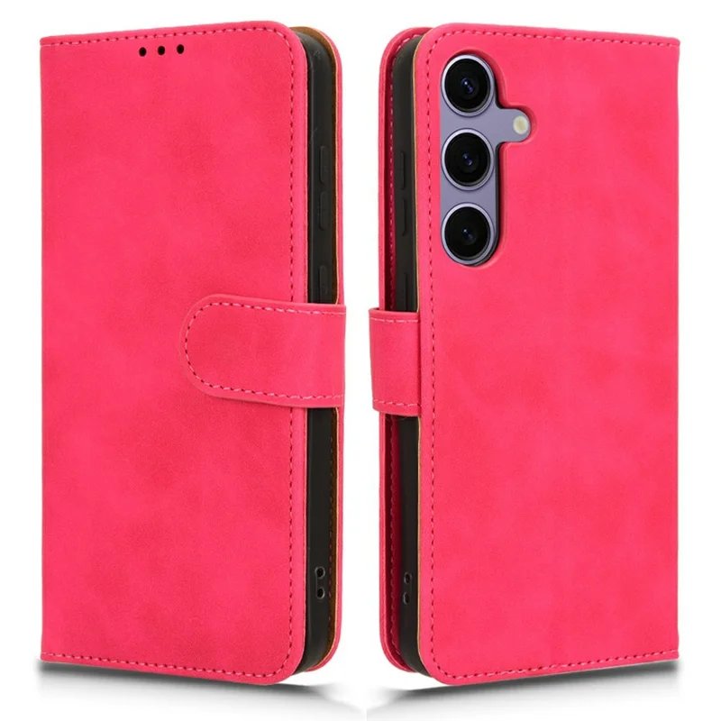 For Samsung Galaxy S24 FE Leather Case Skin-Feel Anti-Drop Wallet Flip Phone Cover - Rose