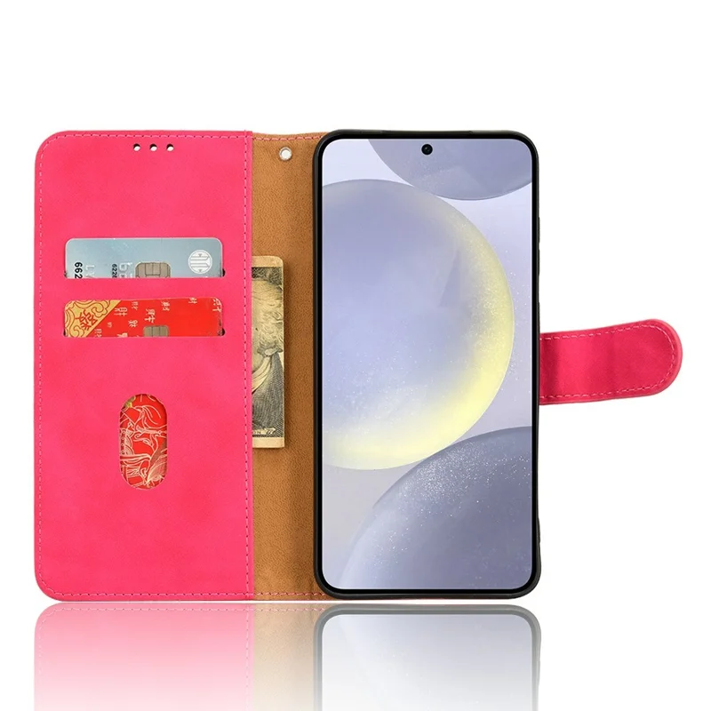 For Samsung Galaxy S24 FE Leather Case Skin-Feel Anti-Drop Wallet Flip Phone Cover - Rose