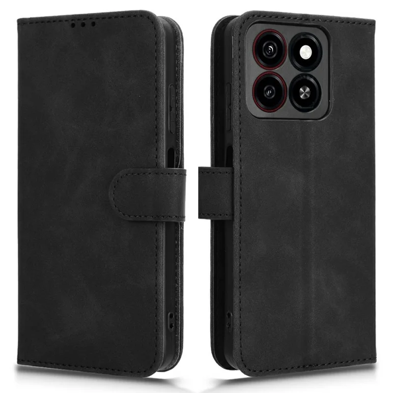 Per ZTE Blade A35 / A55 Casella di Pelle in Pelle Antidetropia Del Portafoglio Anti-drop Flip Cover - Nero