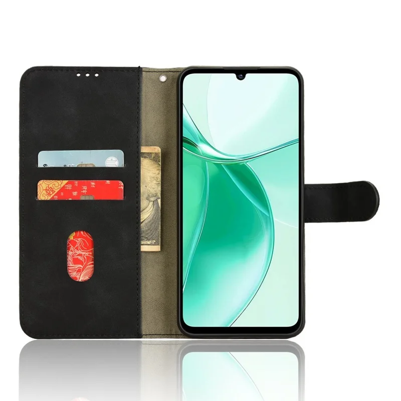 Per ZTE Blade A35 / A55 Casella di Pelle in Pelle Antidetropia Del Portafoglio Anti-drop Flip Cover - Nero