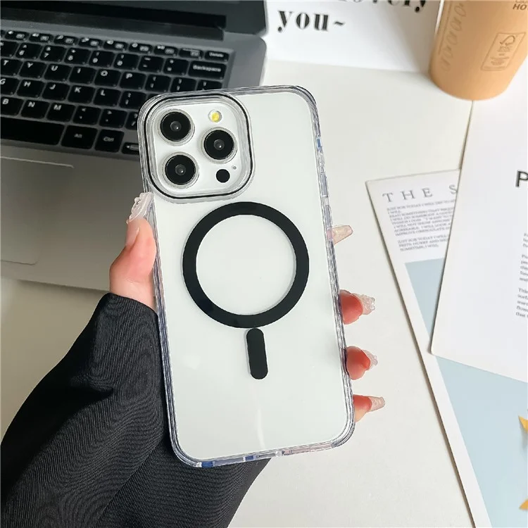 Per Iphone 16 Pro Case Compatibile Con MagSafe PC+TPU Clear Anti-Drop Cover - Nero