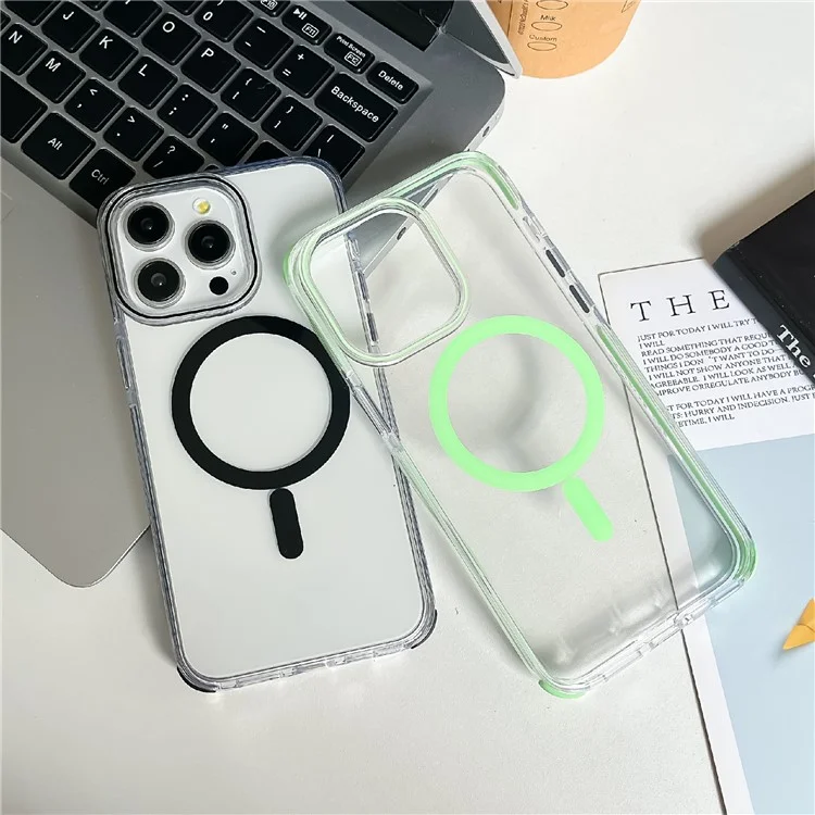 Per Iphone 16 Pro Case Compatibile Con MagSafe PC+TPU Clear Anti-Drop Cover - Nero