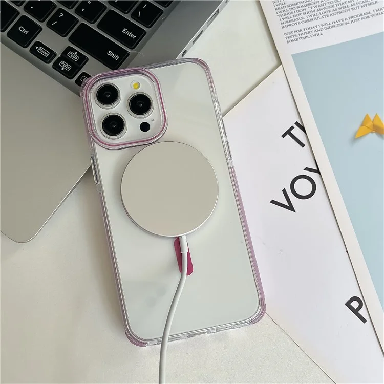 Per Iphone 16 Pro Case Compatibile Con MagSafe PC+TPU Clear Anti-Drop Cover - Nero