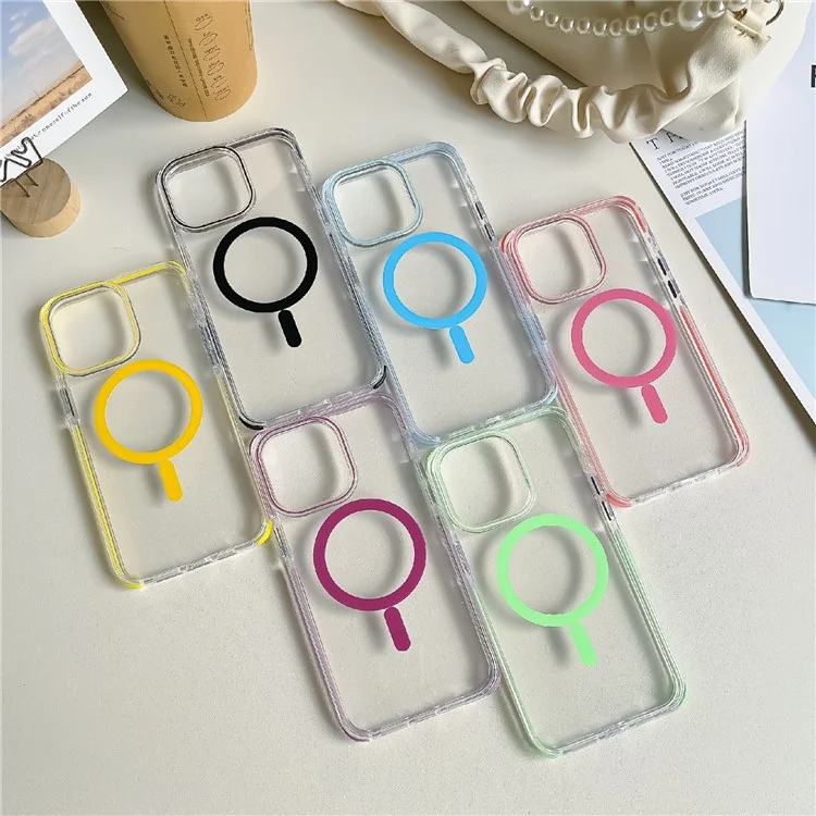 Per Iphone 16 Pro Case Compatibile Con MagSafe PC+TPU Clear Anti-Drop Cover - Nero