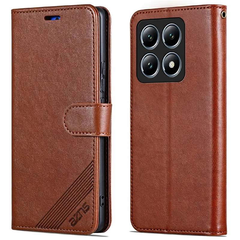 Azns Für Xiaomi 14t Pro Case Anti-Scratch PU Leder-ständer Brieftasche Telefonabdeckung - Braun