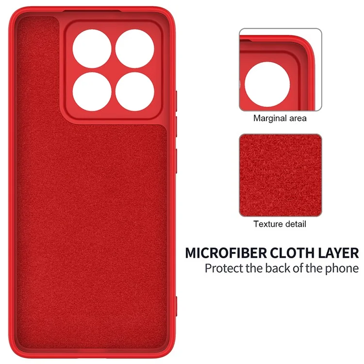For Xiaomi 14T Case Liquid Silicone Anti-Scratch Phone Cover with Hand Strap - Red