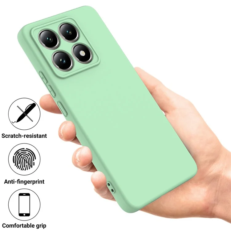 Для Xiaomi 14T Pro Case Liquid Silicone Anti-Scratch Phone Cover with Hand Strap - Зеленый
