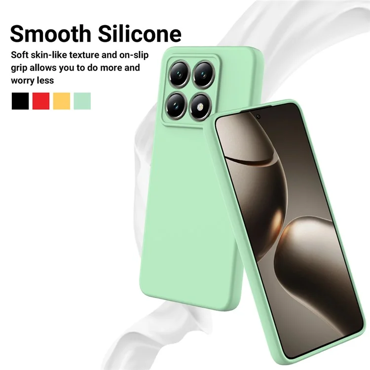 Для Xiaomi 14T Pro Case Liquid Silicone Anti-Scratch Phone Cover with Hand Strap - Зеленый