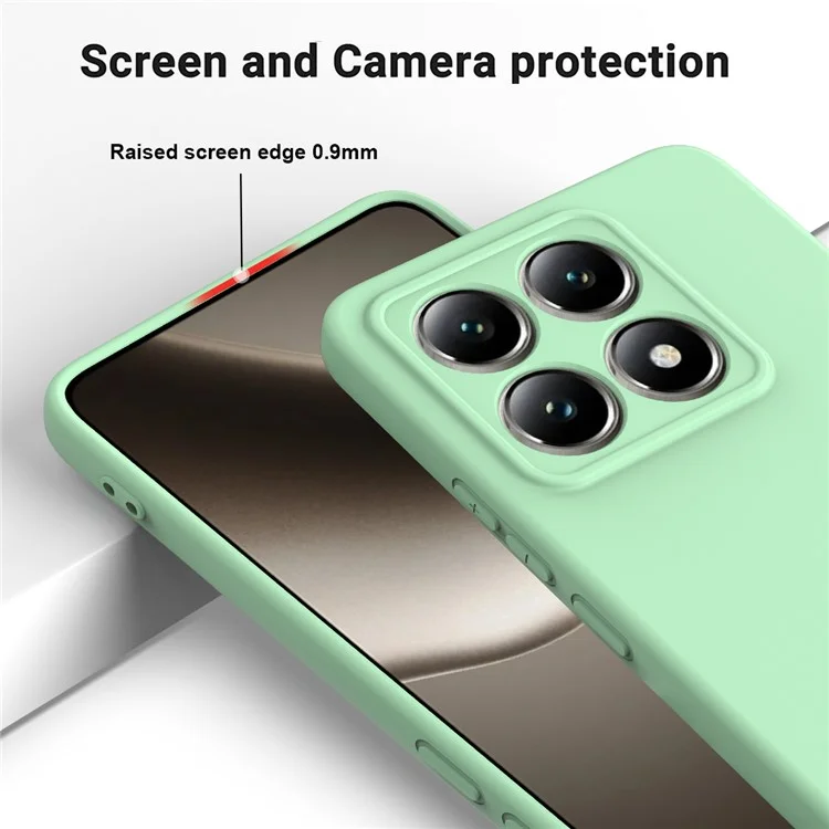 Для Xiaomi 14T Pro Case Liquid Silicone Anti-Scratch Phone Cover with Hand Strap - Зеленый