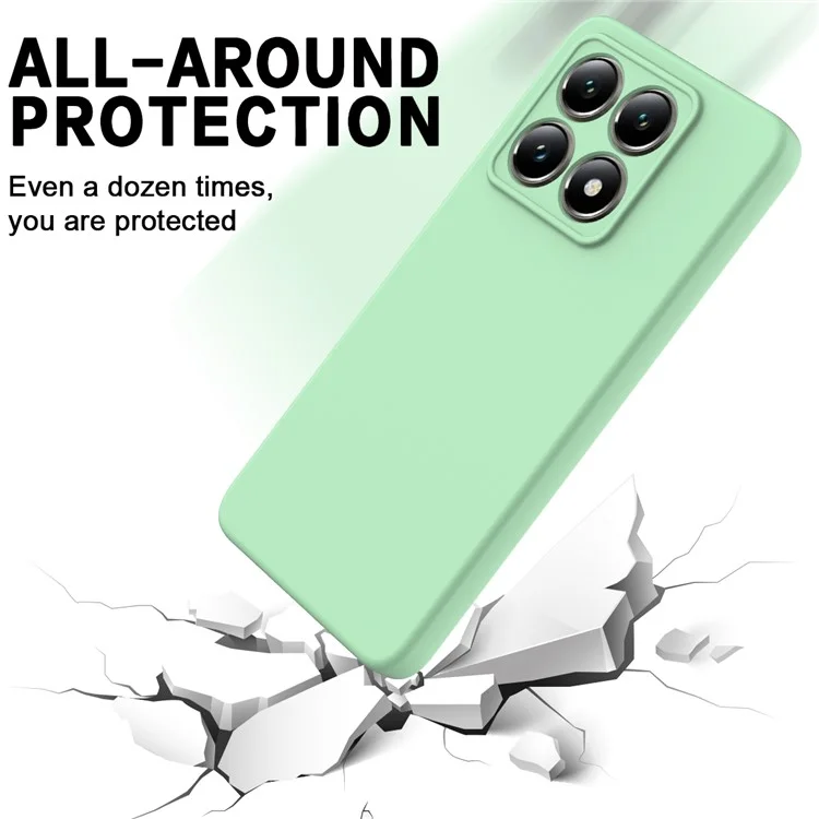 Для Xiaomi 14T Pro Case Liquid Silicone Anti-Scratch Phone Cover with Hand Strap - Зеленый