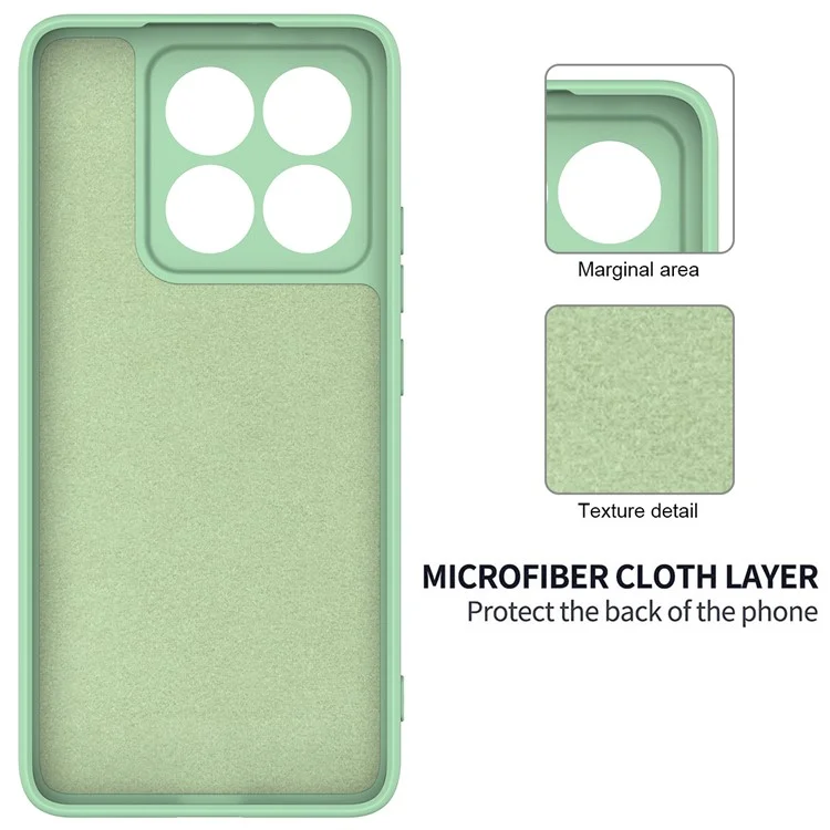 Для Xiaomi 14T Pro Case Liquid Silicone Anti-Scratch Phone Cover with Hand Strap - Зеленый