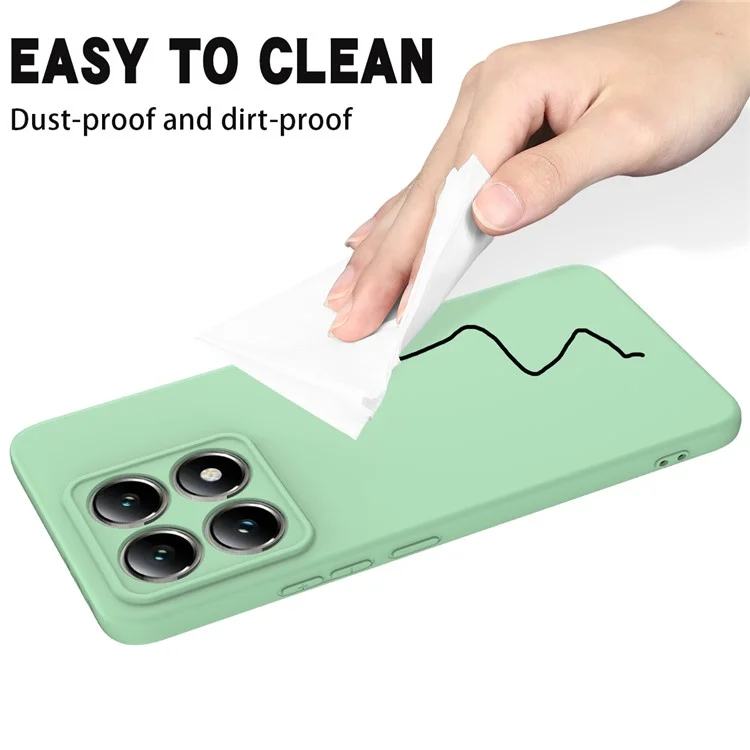 Для Xiaomi 14T Pro Case Liquid Silicone Anti-Scratch Phone Cover with Hand Strap - Зеленый
