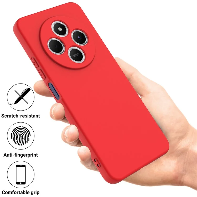 Para Xiaomi Poco C75 4G / Redmi 14R 5G / 14C 4G Case Liquid Silicone Anti-Scratch Phone Cover com Alça de Mão - Vermelho