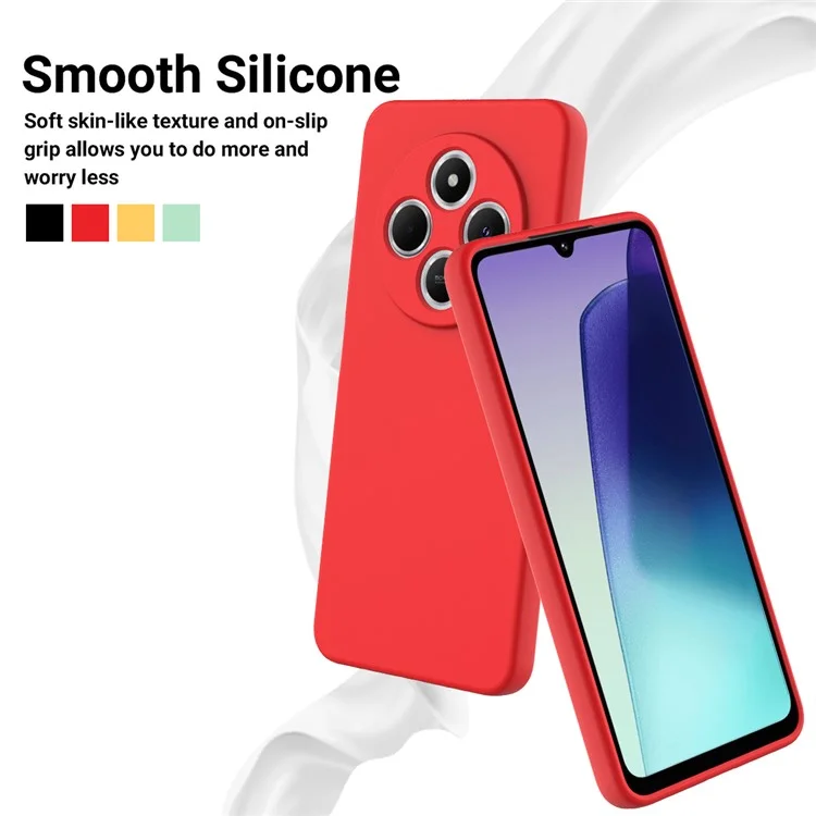 Para Xiaomi Poco C75 4G / Redmi 14R 5G / 14C 4G Case Liquid Silicone Anti-Scratch Phone Cover com Alça de Mão - Vermelho