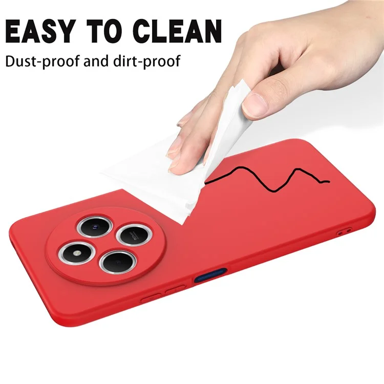 Para Xiaomi Poco C75 4G / Redmi 14R 5G / 14C 4G Case Liquid Silicone Anti-Scratch Phone Cover com Alça de Mão - Vermelho