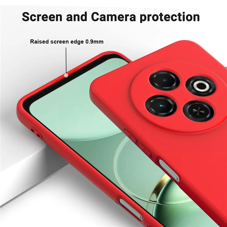 For TECNO Spark 30C 4G Case Liquid Silicone Anti-Scratch Phone Cover with Hand Strap - Red