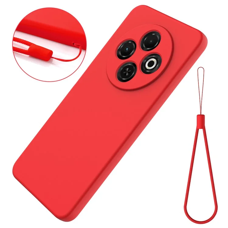For TECNO Spark 30C 4G Case Liquid Silicone Anti-Scratch Phone Cover with Hand Strap - Red