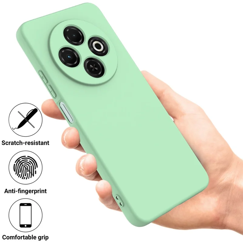 For TECNO Spark 30C 4G Case Liquid Silicone Anti-Scratch Phone Cover with Hand Strap - Green