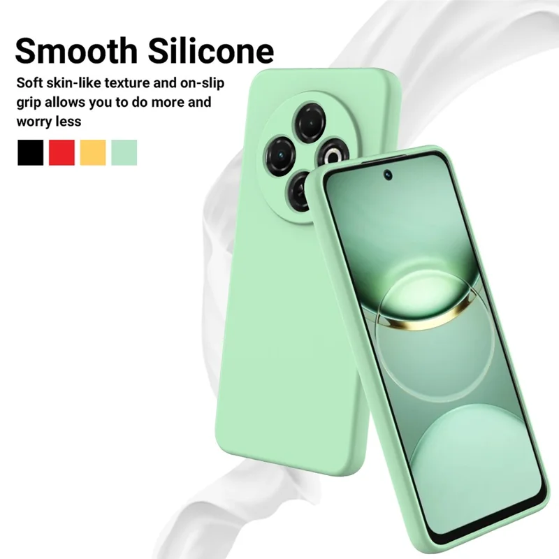 For TECNO Spark 30C 4G Case Liquid Silicone Anti-Scratch Phone Cover with Hand Strap - Green