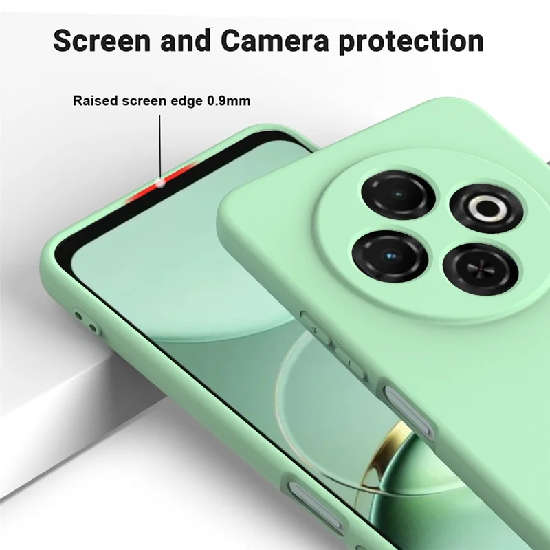 For TECNO Spark 30C 4G Case Liquid Silicone Anti-Scratch Phone Cover with Hand Strap - Green