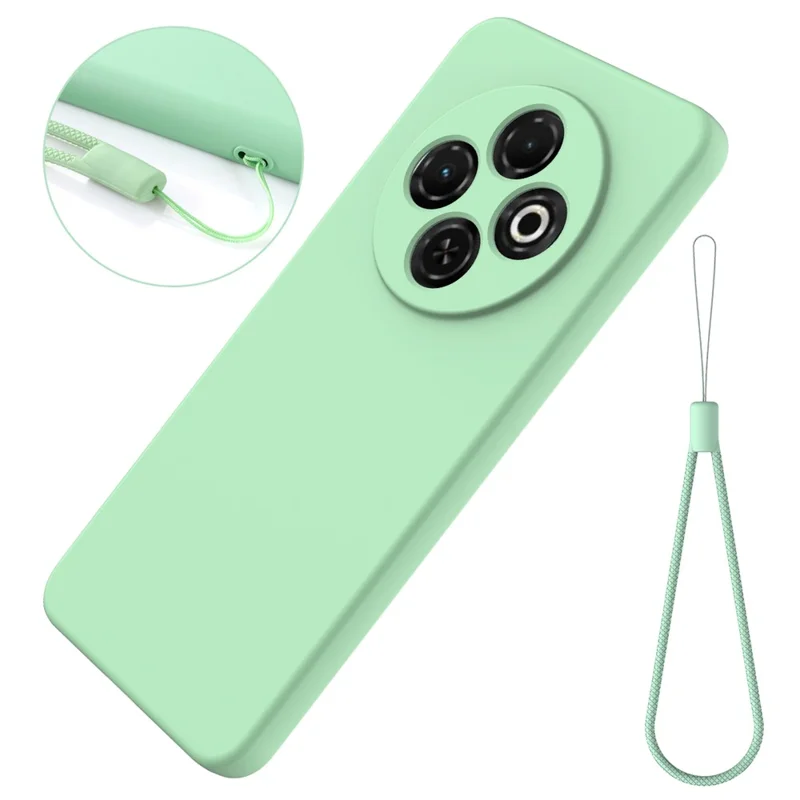 For TECNO Spark 30C 4G Case Liquid Silicone Anti-Scratch Phone Cover with Hand Strap - Green