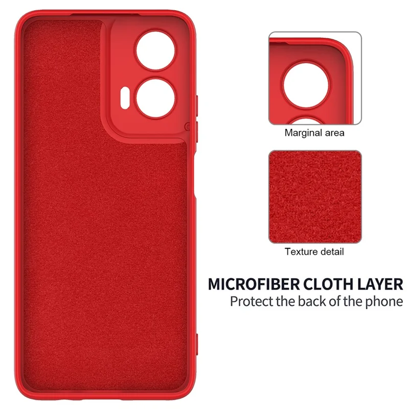 Funda para Motorola Moto G35 5G Silicona Líquida Antirayado Funda de Teléfono con Correa de Mano - Rojo