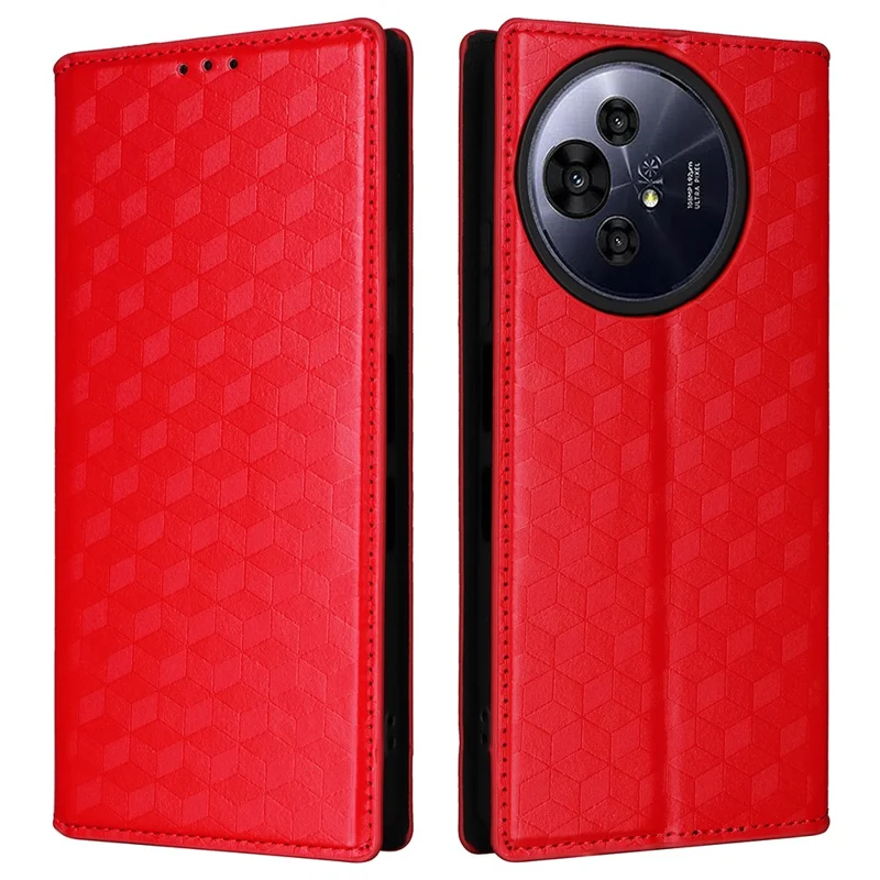 For TCL 50 Pro Nxtpaper 5G / 50 Nxtpaper 5G / TCL P10 / 60 XE NxtPaper 5G Wallet Case Rhombus Imprinted Leather Phone Cover - Red