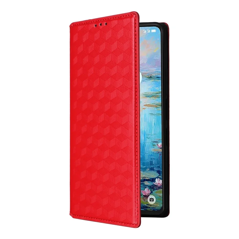 For TCL 50 Pro Nxtpaper 5G / 50 Nxtpaper 5G / TCL P10 / 60 XE NxtPaper 5G Wallet Case Rhombus Imprinted Leather Phone Cover - Red