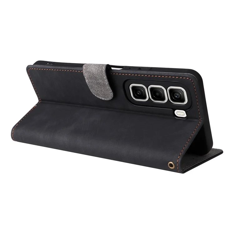 Für Infinix Hot 50 5G X6720 Wallet Case RFID Blockierende PU -leder -abdeckung View - Schwarz