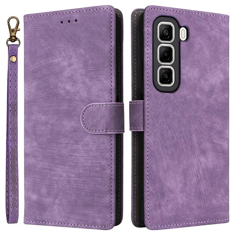 For Infinix Hot 50 4G X6882 Wallet Case RFID Blocking PU Leather Cover Stand View - Purple