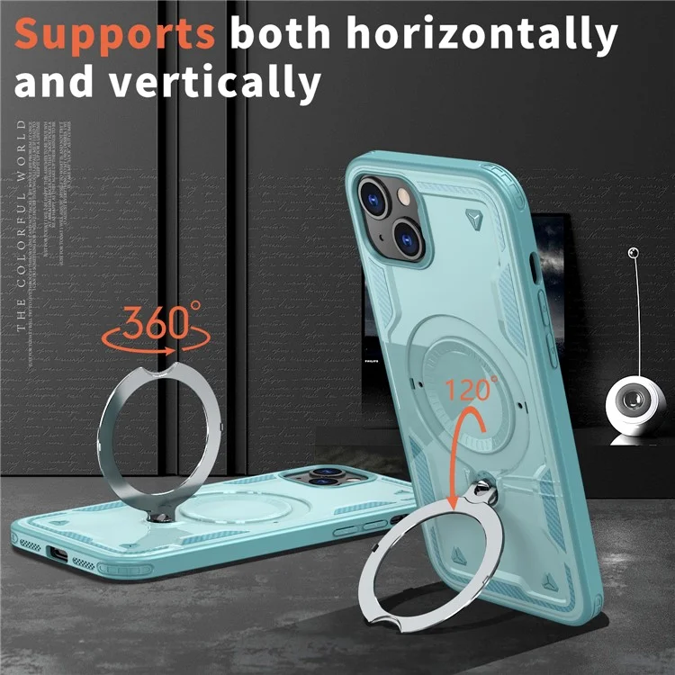 Custodia per iPhone 15 compatibile con MagSafe, protezione militare PC+TPU Kickstand Cover telefonica - Baby Blue