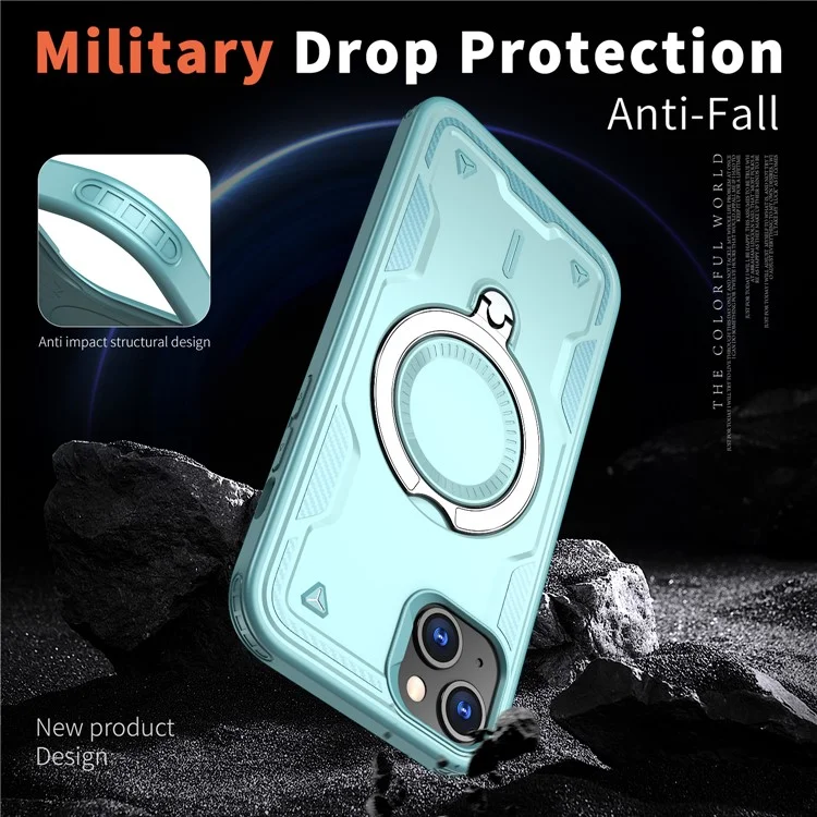 Per iPhone 15 Plus Case Compatibile con MagSafe Protezione Militare PC+TPU Supporto per Telefono - Baby Blue