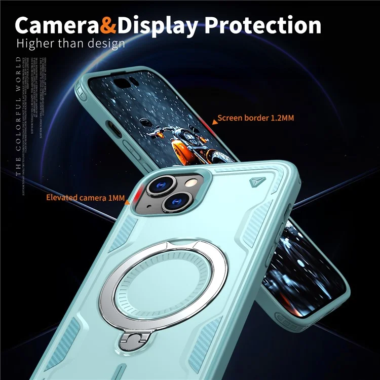 Per iPhone 15 Plus Case Compatibile con MagSafe Protezione Militare PC+TPU Supporto per Telefono - Baby Blue
