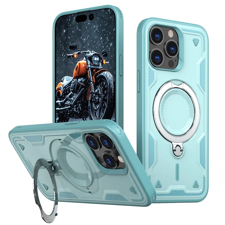 Для iPhone 14 Pro Max Чехол, совместимый с MagSafe, военная защита, ПК+ТПУ, подставка для телефона - Baby Blue