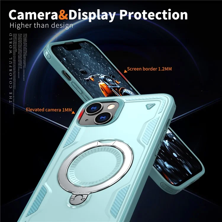 Für iPhone 14 / 13 Case kompatibel mit MagSafe Militär-Schutzüberzug PC+TPU Ständer Telefonabdeckung - Baby Blau