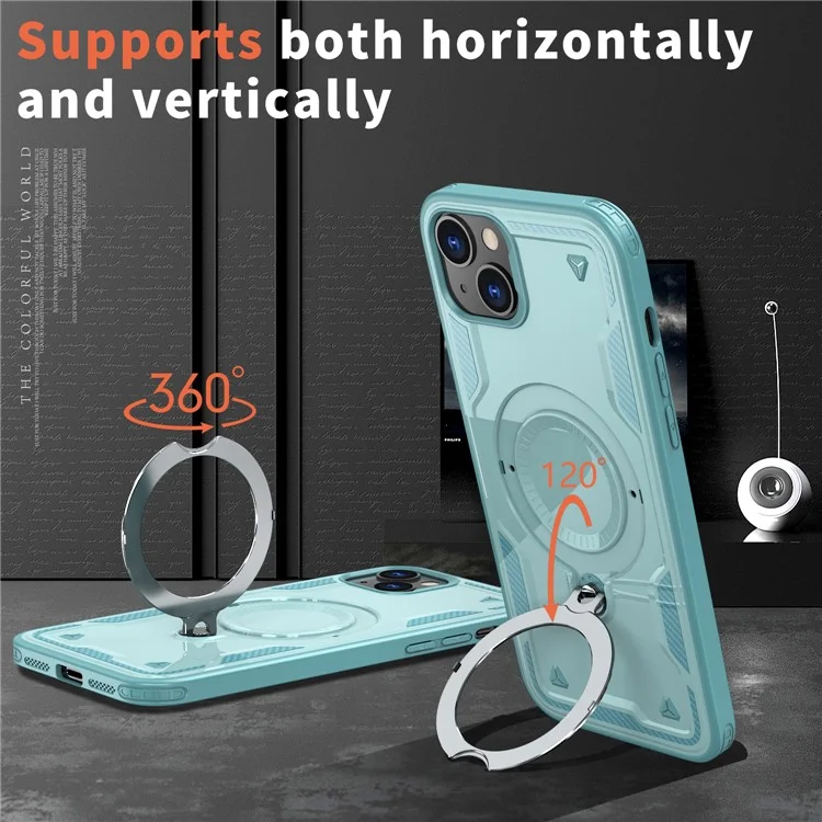 Für iPhone 14 / 13 Case kompatibel mit MagSafe Militär-Schutzüberzug PC+TPU Ständer Telefonabdeckung - Baby Blau