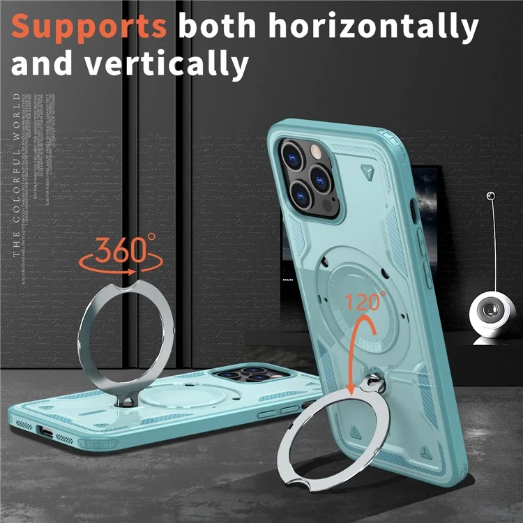 Per iPhone 13 Pro Max / 12 Pro Max Custodia Compatibile con MagSafe Protezione Militare PC+TPU Supporto per Telefono - Baby Blue