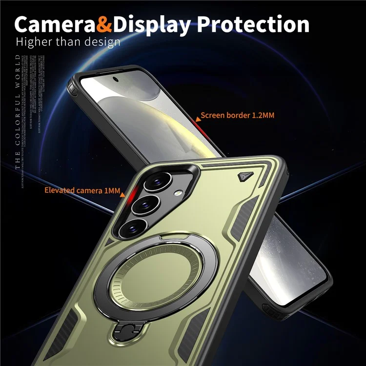 Pour Samsung Galaxy S25 / S24 Étui Compatible avec MagSafe Protection Militaire PC+TPU Support de Téléphone - Vert Olive