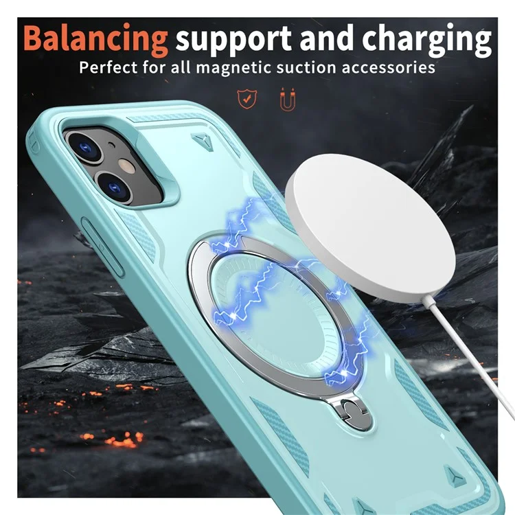 Para iPhone 11 / Funda XR Compatible con MagSafe Protección Militar PC+TPU Soporte para Teléfono - Azul Bebé