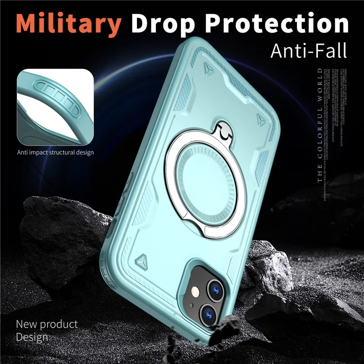 Para iPhone 11 / Funda XR Compatible con MagSafe Protección Militar PC+TPU Soporte para Teléfono - Azul Bebé