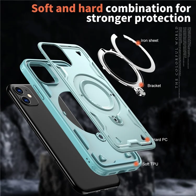 Para iPhone 11 / Funda XR Compatible con MagSafe Protección Militar PC+TPU Soporte para Teléfono - Azul Bebé
