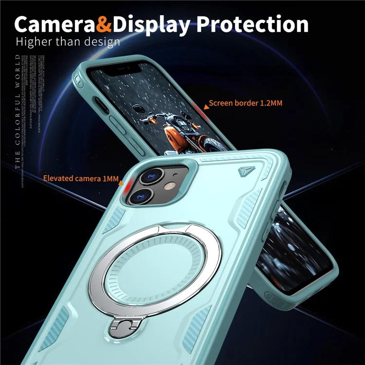 Para iPhone 11 / Funda XR Compatible con MagSafe Protección Militar PC+TPU Soporte para Teléfono - Azul Bebé