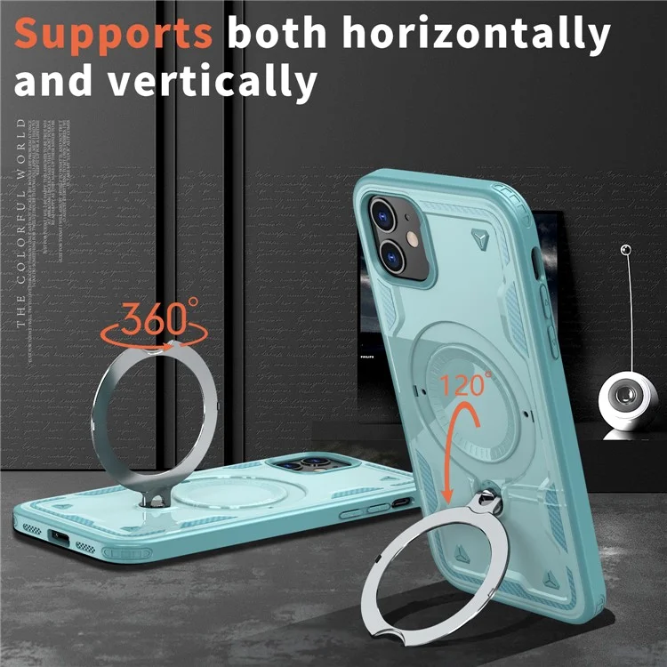 Para iPhone 11 / Funda XR Compatible con MagSafe Protección Militar PC+TPU Soporte para Teléfono - Azul Bebé
