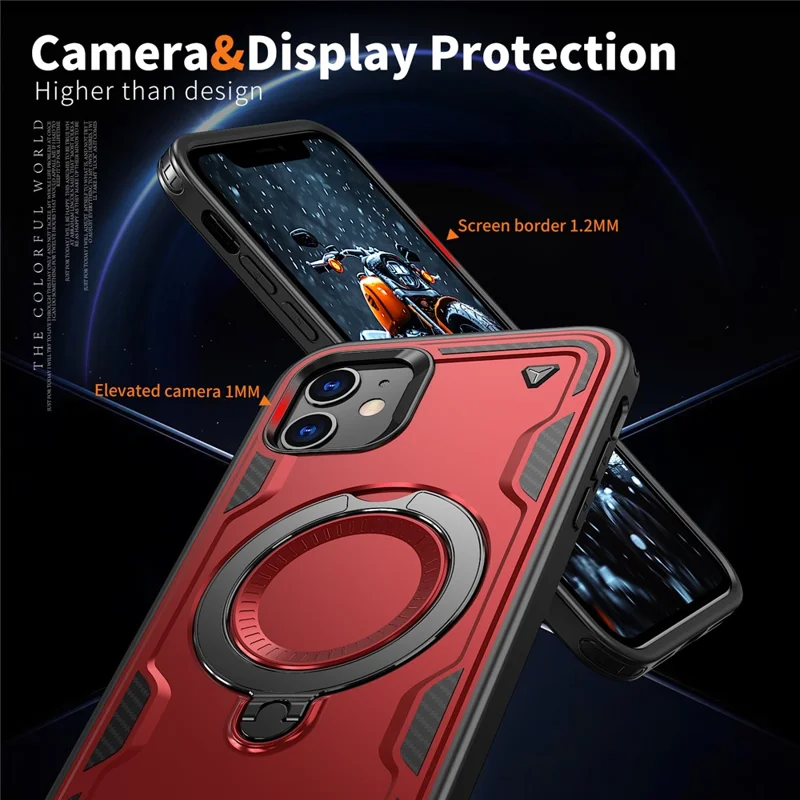 For iPhone 11 / XR Case Compatible with MagSafe Military Protection PC+TPU Kickstand Phone Cover - Red