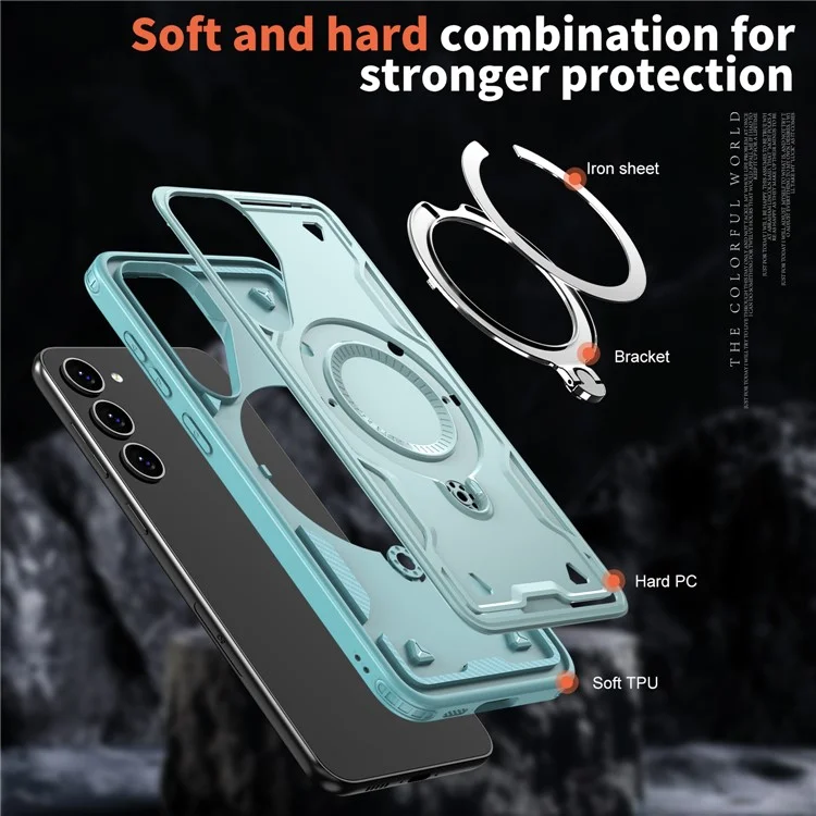 Für Samsung Galaxy S23 Case Kompatibel Mit Magsafe Military Protection PC+TPU Kickstand -telefonabdeckung - Babyblau