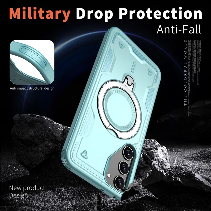 For Samsung Galaxy S23+ Case Compatible with MagSafe Military Protection PC+TPU Kickstand Phone Cover - Baby Blue