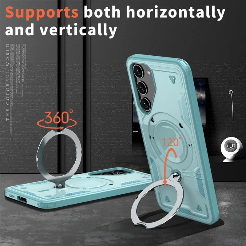 For Samsung Galaxy S23+ Case Compatible with MagSafe Military Protection PC+TPU Kickstand Phone Cover - Baby Blue