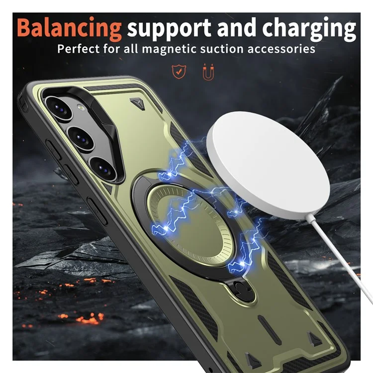 Für Samsung Galaxy S23+ Case Kompatibel Mit Magsafe Military Protection Pc+ Tpu -kickstand -telefonabdeckung - Olivengrün