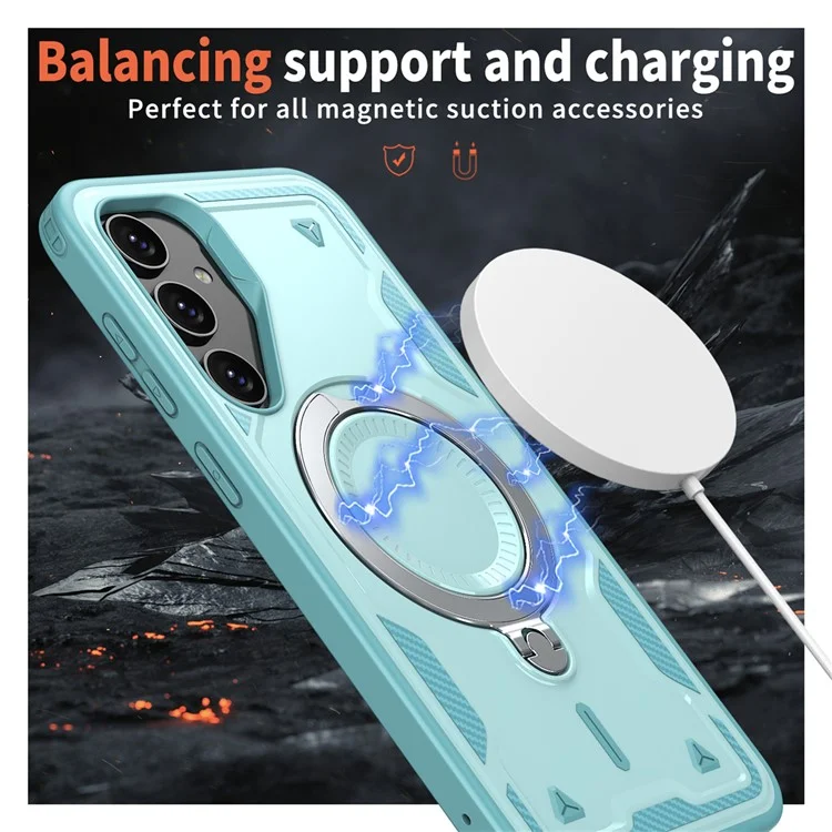 Per Samsung Galaxy S23 FE Custodia Compatibile con MagSafe Protezione Militare PC+TPU Supporto Telefono Cover - Baby Blue
