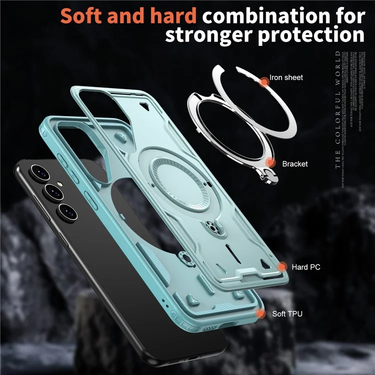 Per Samsung Galaxy S23 FE Custodia Compatibile con MagSafe Protezione Militare PC+TPU Supporto Telefono Cover - Baby Blue